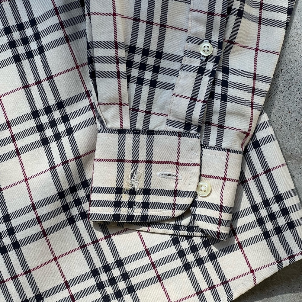Burberry Beige and Black Plaid Button Down Shirt - Picture 6 of 12